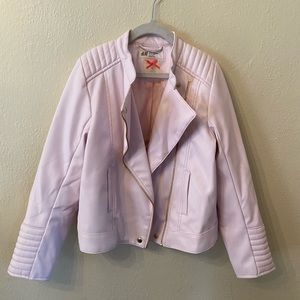 Girls Pink Faux Leather Jacket